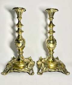 Pair of Neo-Classical Revival Shabbat Candlesticks