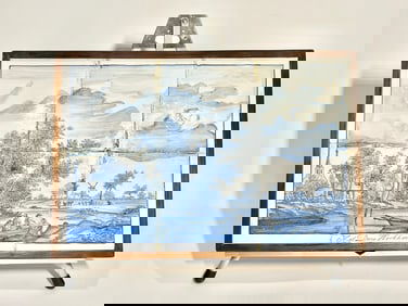 Dutch Blue & White Porcelain Landscape Tiles