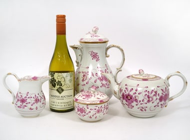 Meissen Porcelain Indian Pink Flower Coffee Set