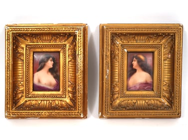 Two Hand-Painted Porcelain "Odalisque" Plaques