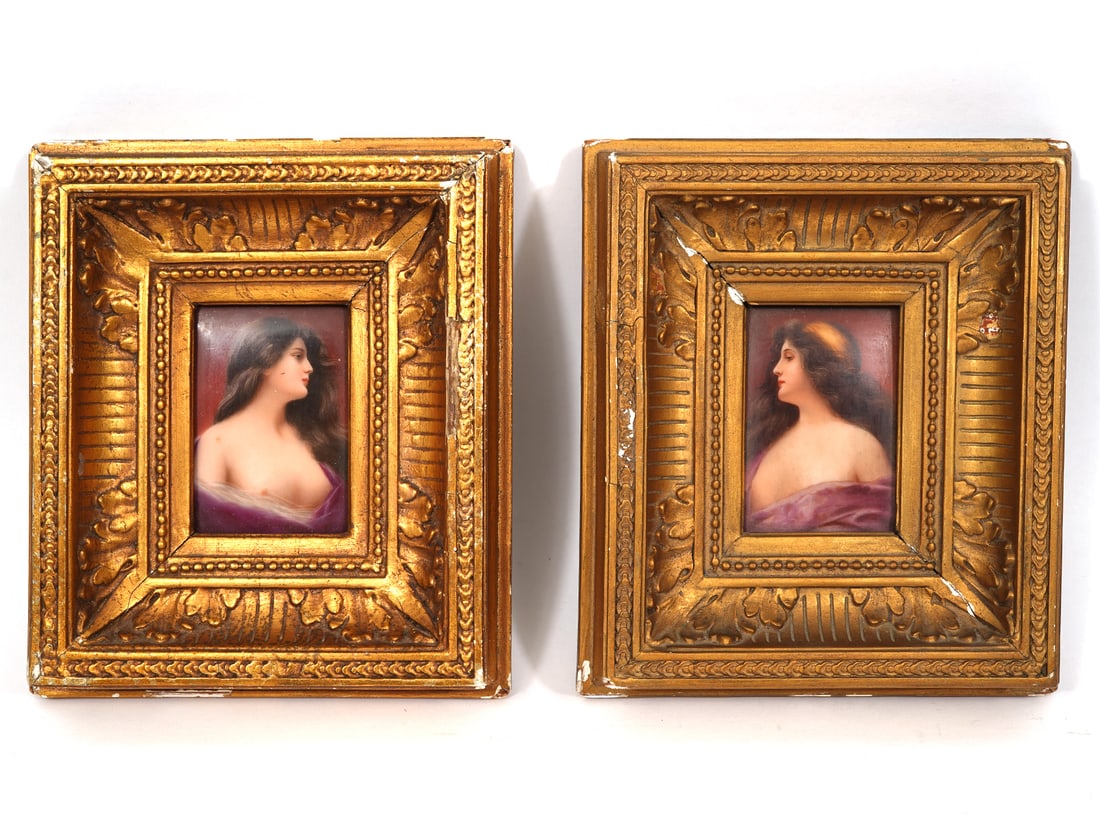 Two Hand-Painted Porcelain "Odalisque" Plaques (1 of 6)