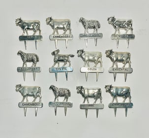 12 Godinger Silvered Gourmet Cheese Markers