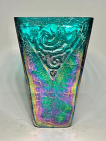 Loetz Iridescent Tapered Square Glass Vase