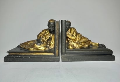 French Orientalist Bronze Bookends Signed Lucas