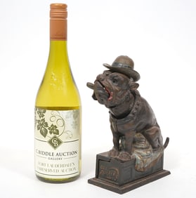 Old Puffer Bulldog Cast Iron Mechanical Coin Bank
