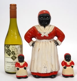 Aunt Jemima Cast Iron Coin Bank & Ceramic Shakers