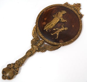 French Neo-Classical Gilt Bronze Hand Mirror