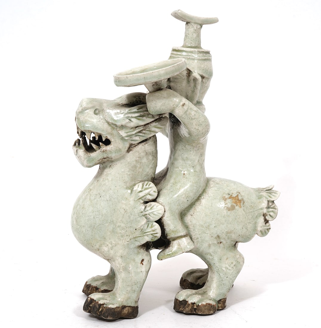 Chinese Glazed Pottery Figure Riding A Dragon (1 of 6)