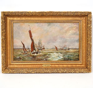 After William Wyllie Oil on Canvas Painting
