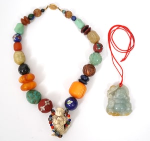 Buddha Jade Pendant & Asst'd Stones W/ Buddha