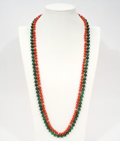 Malachite Necklace and Coral Necklace