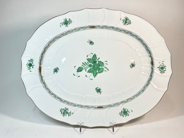 Herend Chinese Green Bouquet Oval Platter