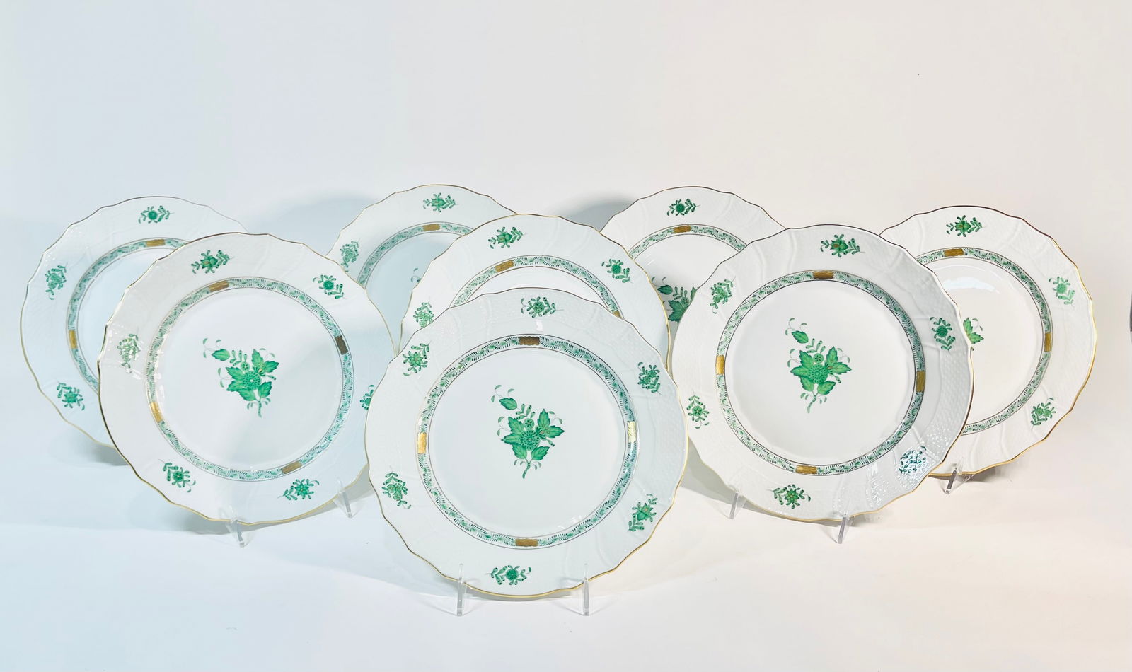 8 Herend Chinese Green Bouquet Dinner Plates (1 of 4)