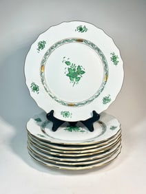 8 Herend Chinese Green Bouquet Salad Plates
