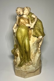 Royal Dux 'Romantic Couple' Porcelain Vase
