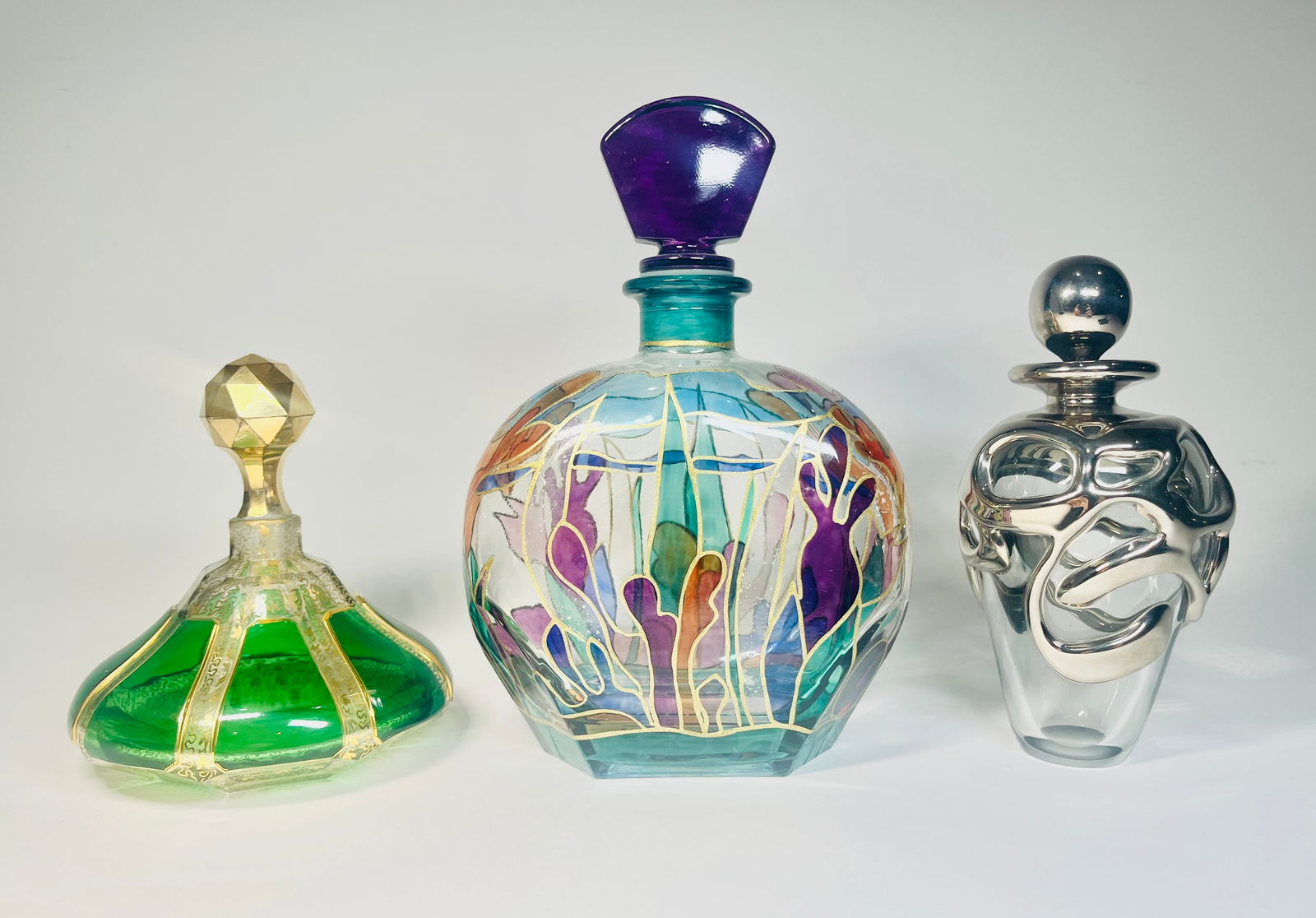 Three Large Art Glass Perfume Bottles (1 of 11)