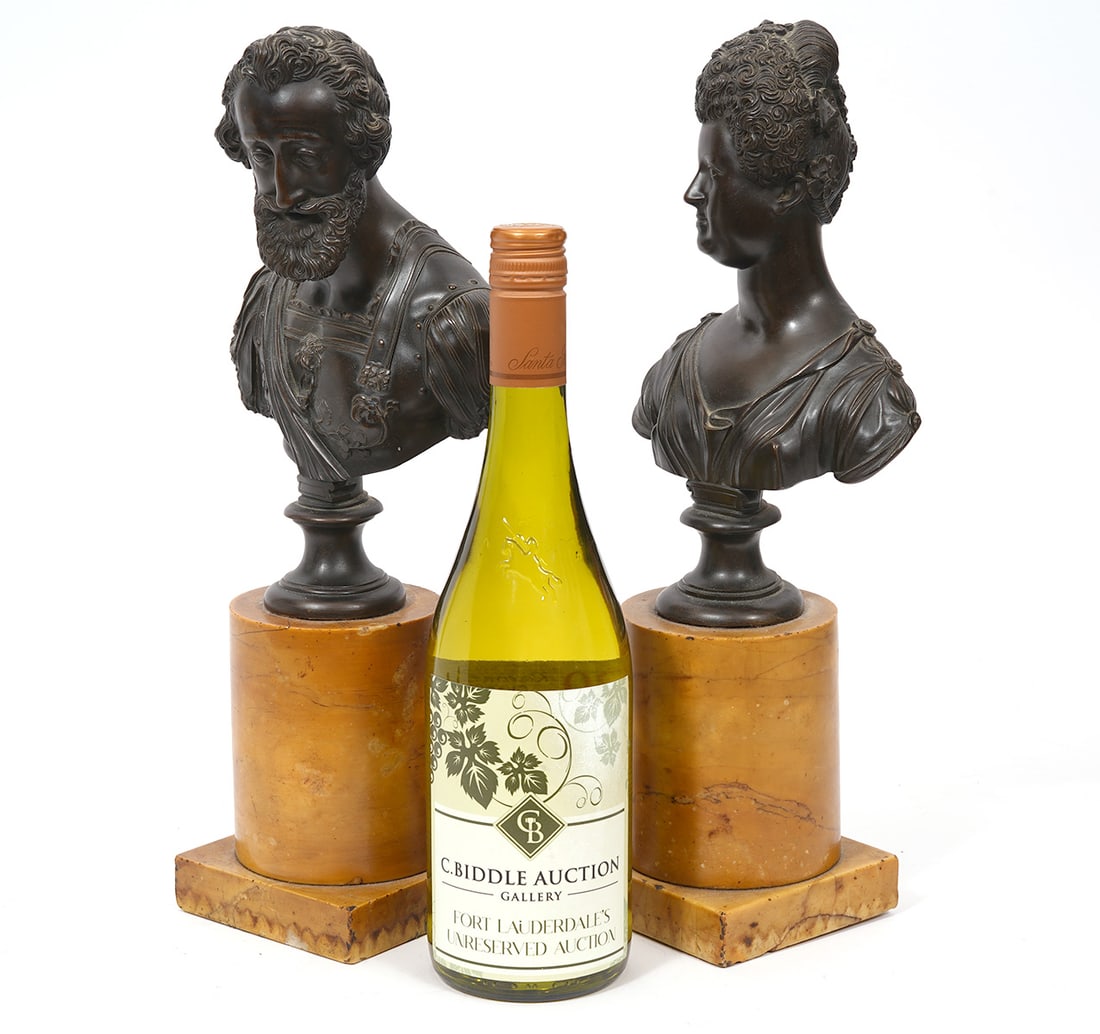 Henry IV & Marie Medici Bronze Busts Sienna Marble (1 of 6)