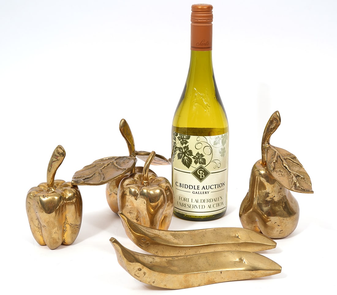 6 Pcs. David Marshall Brutalist Brass Fruit (1 of 6)