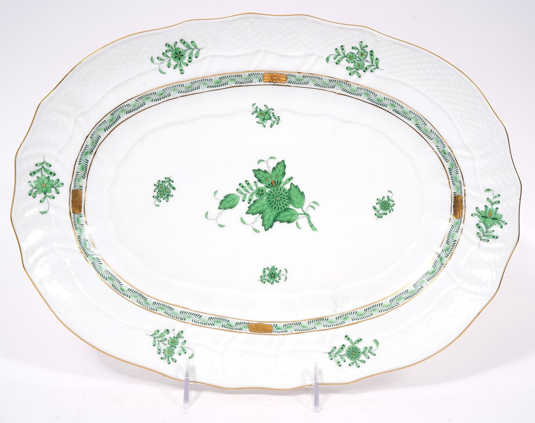 Herend Chinese Bouquet Green Oval Platter (1 of 3)