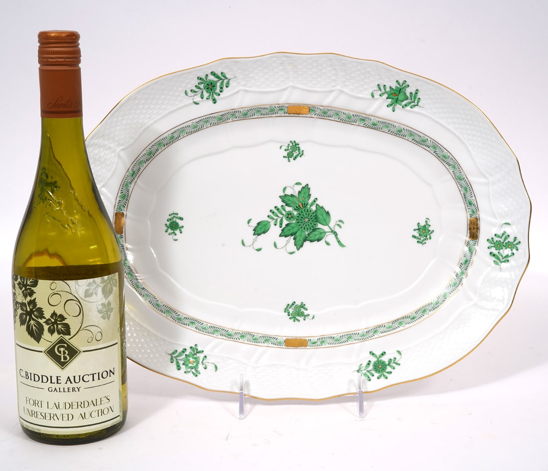 Herend Chinese Bouquet Green Oval Platter (1 of 4)