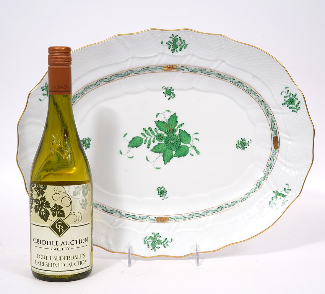 Herend Chinese Bouquet Green Oval Platter (1 of 3)