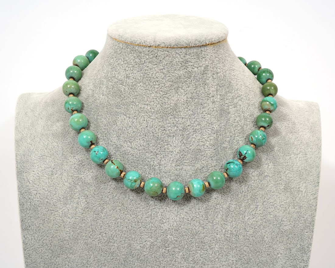14K YG Beads & Turquoise Necklace (1 of 4)