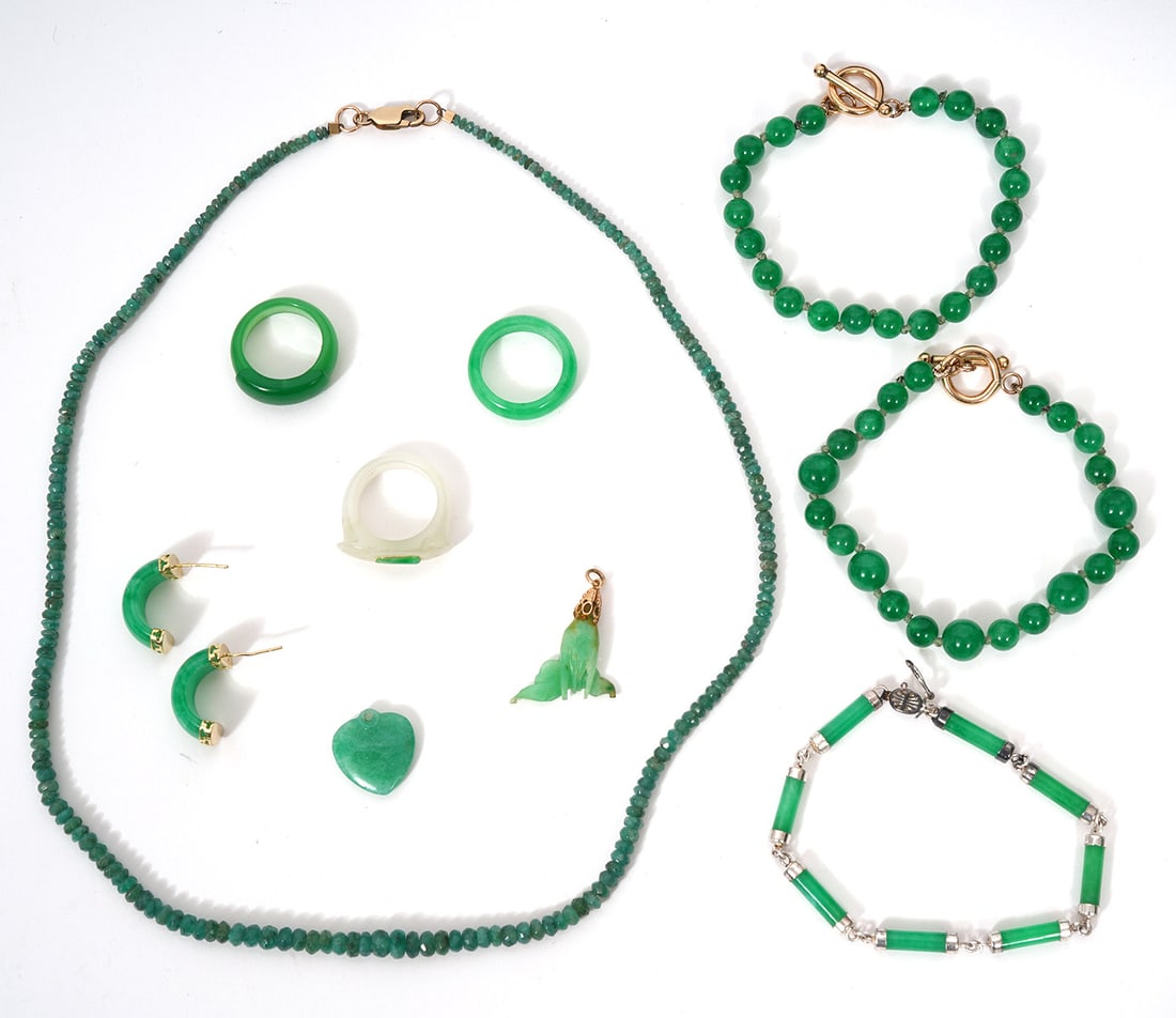Chinese Jade 14K YG & Sterling Mixed Jewelry (1 of 15)