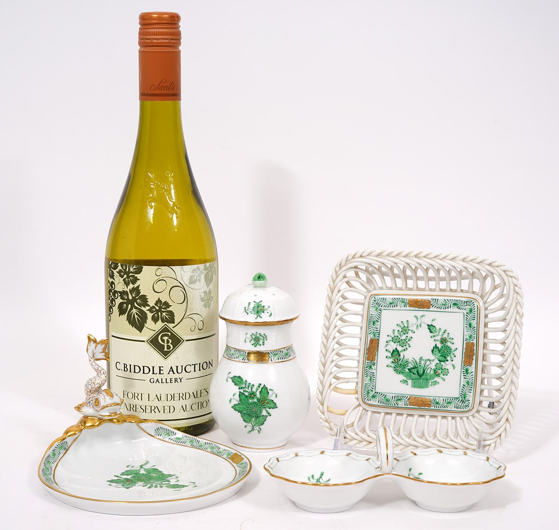 4 Herend Chinese Bouquet Green Porcelain Pcs. (1 of 9)