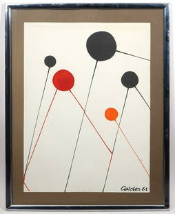 Alexander Calder "Balloons" Lithograph: Alexander Calder, American (1898-1976). "Balloons" lithograph, signed in plate and framed behind plexiglass. Measurements: Paper - 30" x 22"W, Framed 36"H x 29"W. Condition report: Good condition, ple