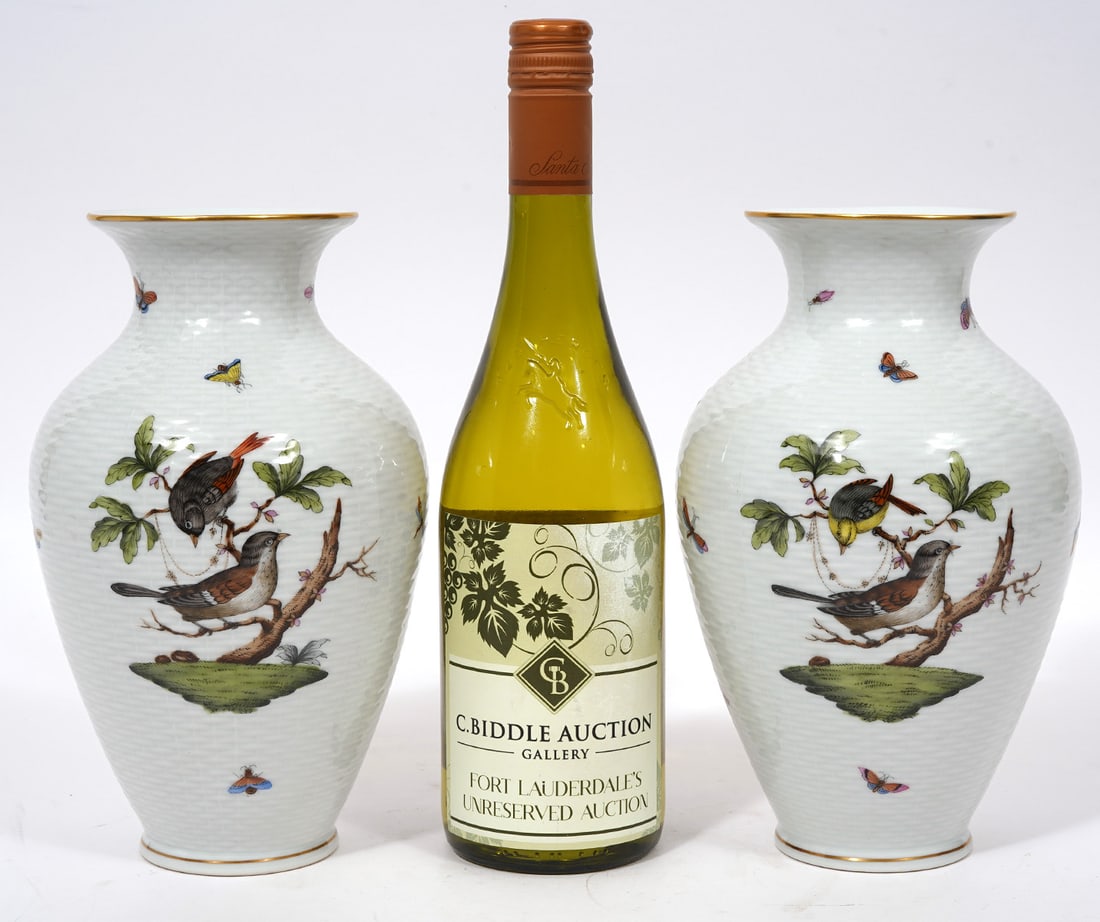 Pair of Herend "Rothschild Bird" Vases (1 of 7)