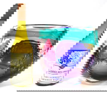 Leon Applebaum Lava Art Glass Bowl: Leon Applebaum, American (Born 1945). Lava Art Glass Bowl is a kaleidoscope of rainbow colors in a thick glass rounded form. Artist signature is etched on bottom. Measures 8.75"H x 8.25"W. Condition r