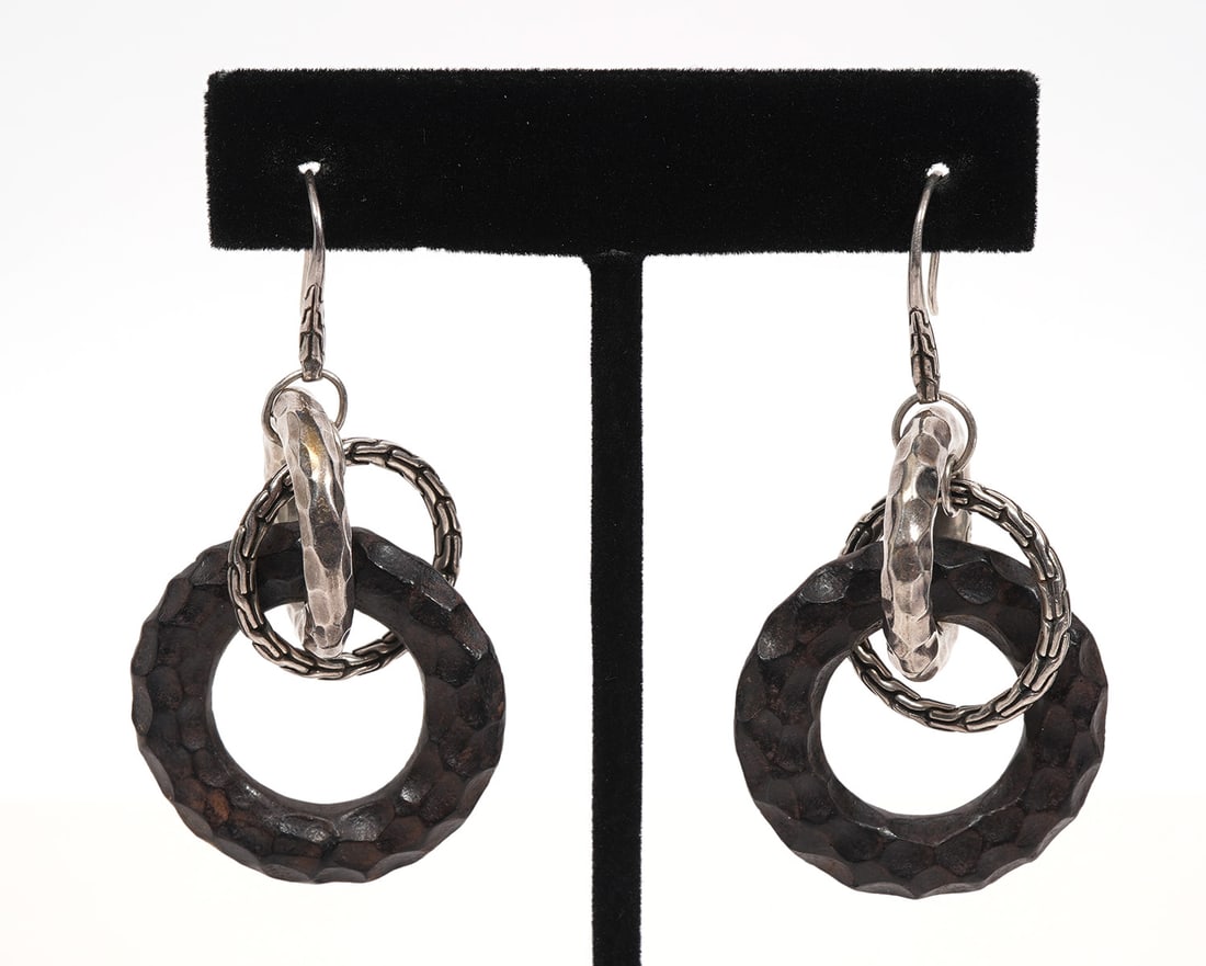 John Hardy Sterling Silver Wood Earrings (1 of 5)