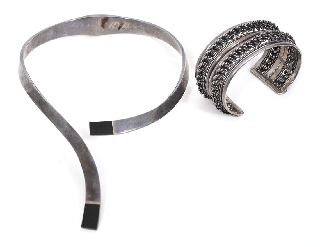 Artisanal Mexican Silver Necklace & Cuff Bracelet (1 of 8)