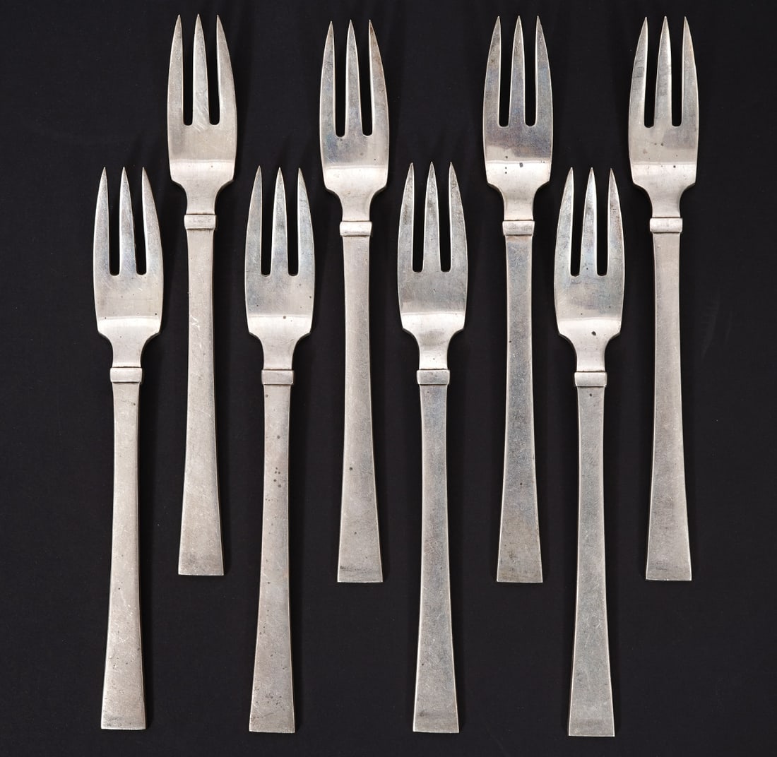 Hans Hansen "Bell" Sterling Silver Forks 8Pcs (1 of 5)