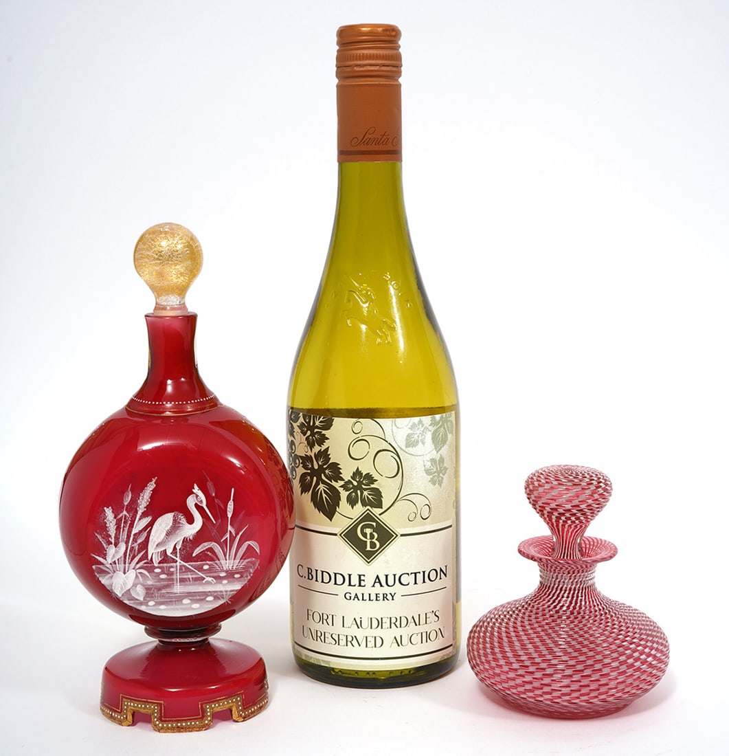 Two Pink and White Perfume Glass Bottles (1 of 13)