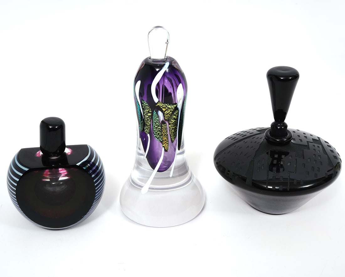 Three Art Glass Perfume Bottles Two Signed Correia (1 of 7)