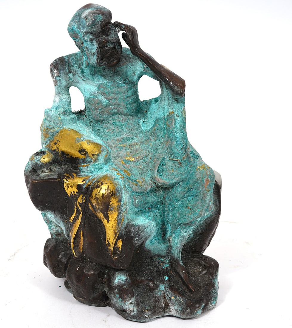 Chinese Monk Oxidized Bronze Figure (1 of 6)