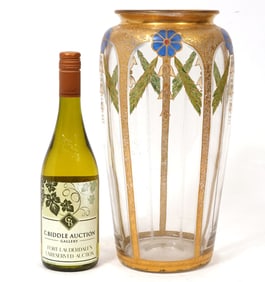 Bohemian-Style Etched Painted Glass Vase