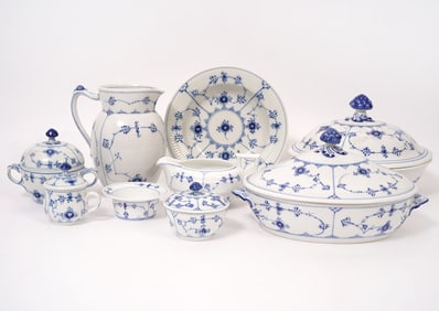 19 Pc Royal Copenhagen Blue Fluted Porcelain Group