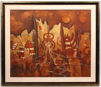 Peruvian "Fauna Ancestral" Mixed Media Signed