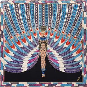 After Erte Silk Scarf "The Nile" Framed
