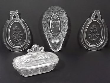 Group of Four Pressed Glass Wares