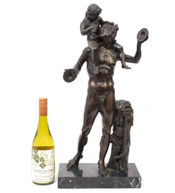 Grand Tour Bronze Pan Holding Child Bacchus