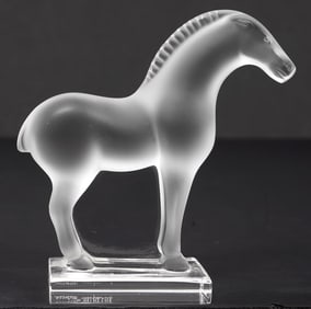 Lalique Frosted Crystal Tang Horse Figurine
