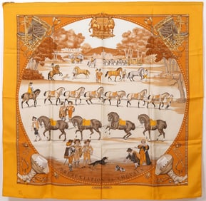 Hermes Paris "Presentation de Chevaux" Silk Scarf