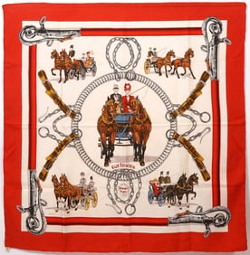 Hermes Paris "Equipages" Silk Scarf