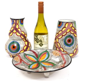 Schramberger Zeisel German Majolica 3Pcs