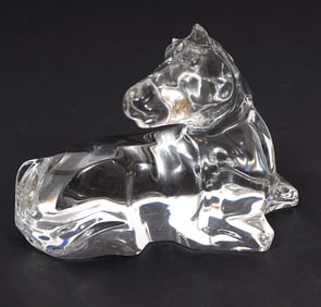 Two Baccarat Clear Crystal Horse Figurines