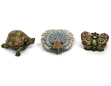 Three Jay Strongwater Figural Trinket Boxes