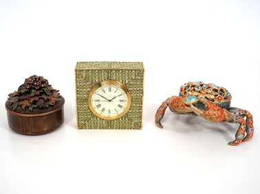 Jay Strongwater Three Enameled Jeweled Objects